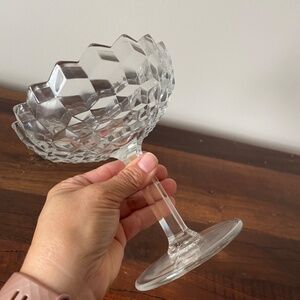 VINTAGE "Birthday" Dessert Dish, Glass Pedestal Candy Dish 5.5" H x 5" W